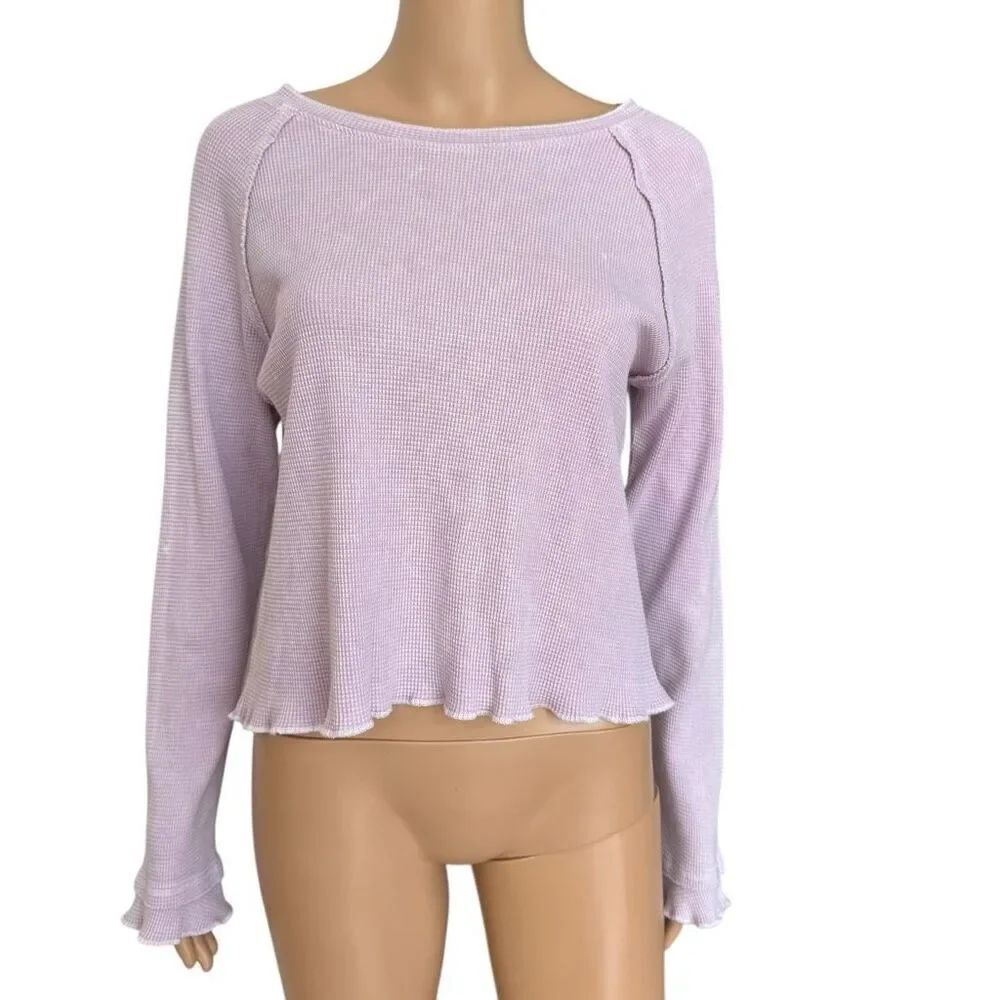 Altar’d State thermal waffle texture lavender top 100% cotton size XS NWT